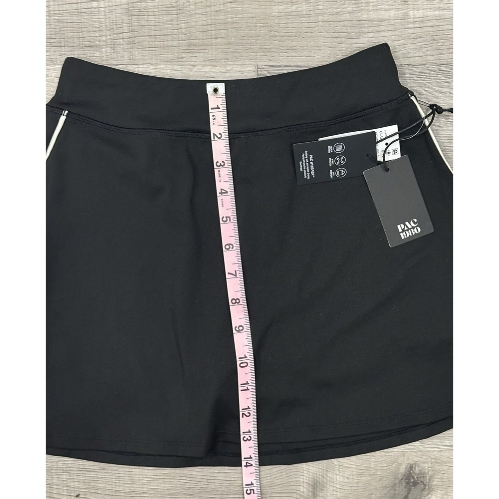 PAC 1980 WHISPER Athletic Black Skort Small Soft White Stripe Retro Style NEW - Picture 3 of 8